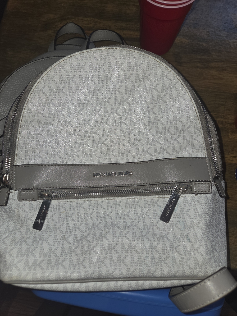 Michael Kors Light Gray Signature Mini Backpack